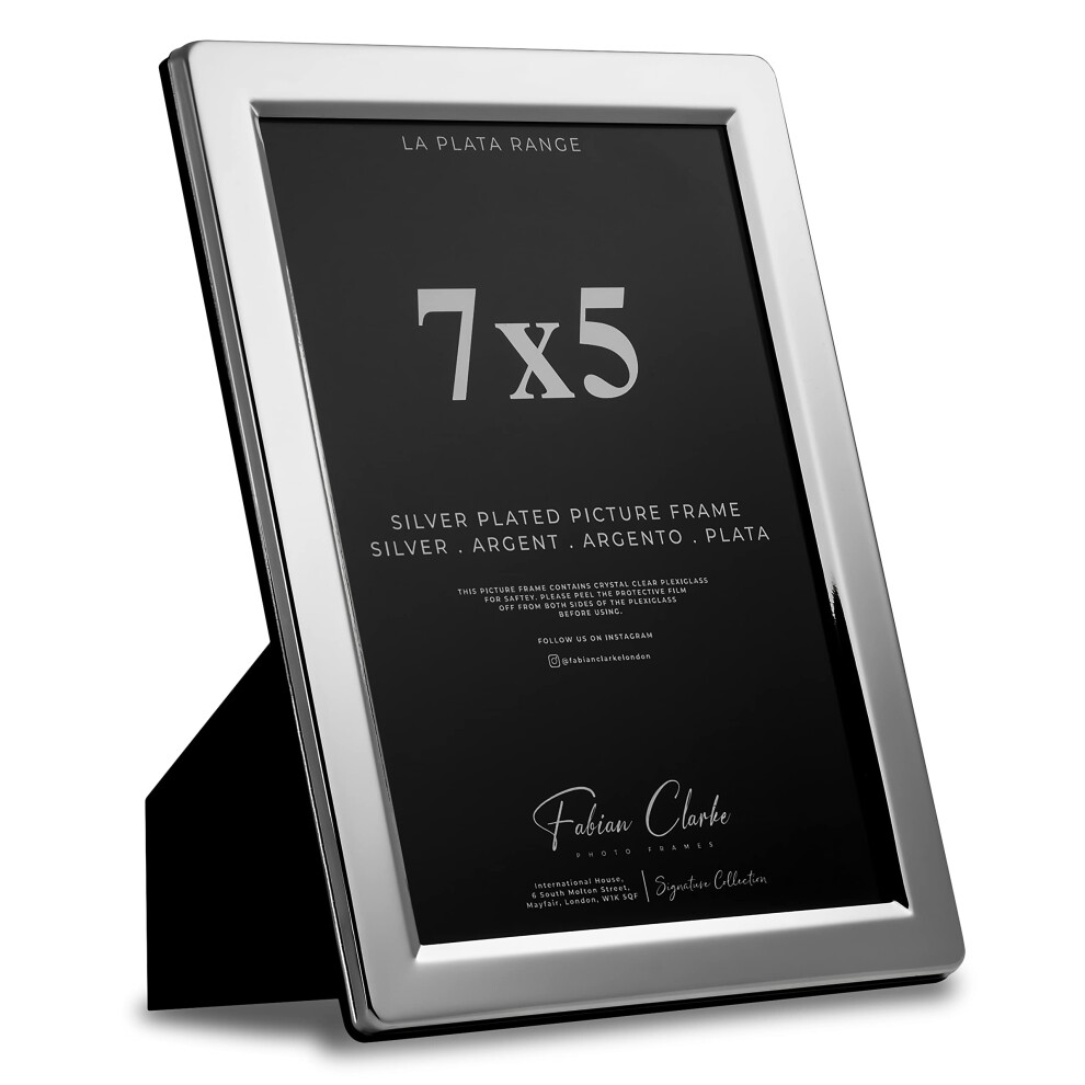 Plated Photo Frame Picture Frame Plain Satin Finish And Tarnish Protected For Wedding Picture Or Family Photos (7X5) Silver 5051227041968