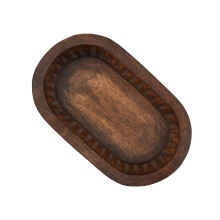 Samhita Mango Wood Decorative Bowls for Home Décor, Decorative Long Wooden Bowl for Table Centerpiece (25.4cm x 15.24cm x 5.08cm)