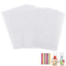 Luoqun88 100Pcs Cellophane Bags, 6x10 inch Clear Flat Treat Bags Cookie Bags With 100Pcs Colorful Pull Bows, Clear Gift Bags For Food Storage