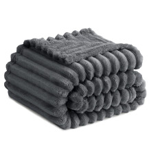 RUIKASI Fleece Throw Blanket for Sofa - Single Fluffy Grey Throws for Sofas Large, Soft Warm Blanket Throw for Couch