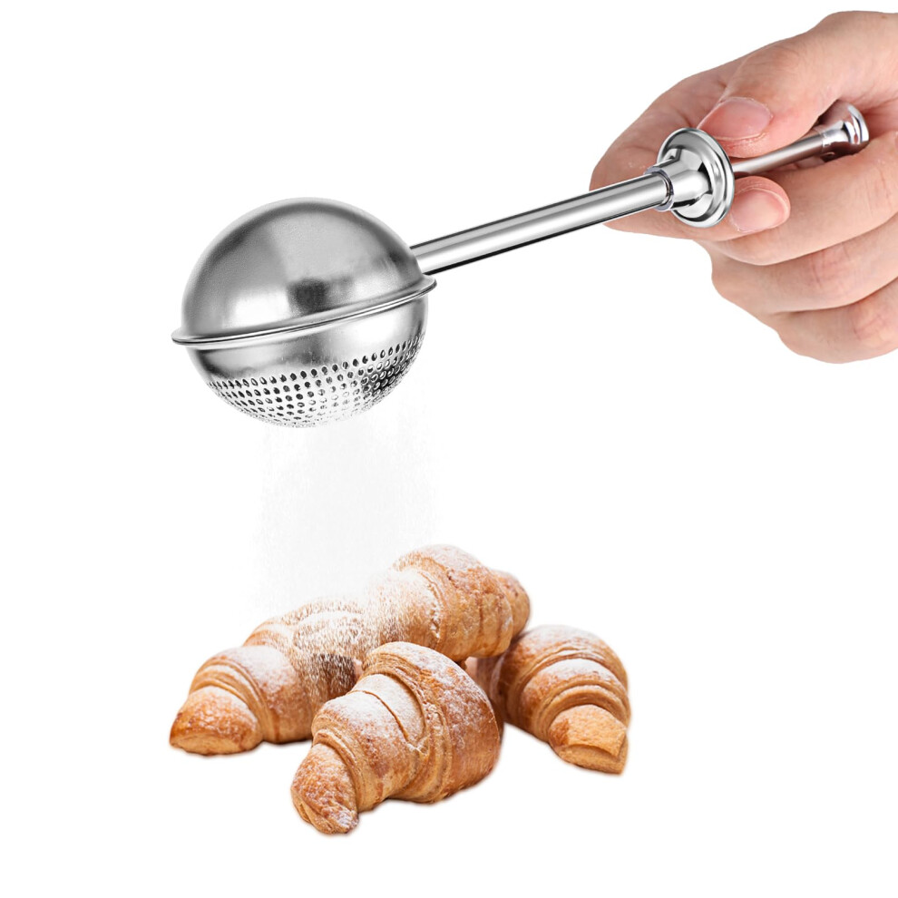 Abeillo Flour Duster, Stainless Steel Flour Sifter For Baking, One Handed Operation Flour Duster For Bread Baking