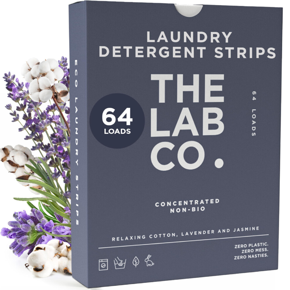 The Lab Co. Laundry Detergent Strips Washing Sheets | Eco Ultra-Concentrated | Non-Bio For Sensitive Skin | Non-Toxic Fragrance | Edc-Free | Lab-Test