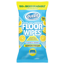 Duzzit Floor Wipes - Cleans & Shines | 100% Biodegradable - Made From Plant Fibres | For Ceramic, Wood and Linoleum Floors (16 Bio