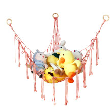 YMWALK Boho Hammock Toy Storage Net with Tassels, Corner Organizer for Stuffed Animals and Plush Toys, Nursery Hanging Net for Kids Bedroom