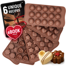 Chocolate Moulds Silicone - Set of 6 - Non-Stick & Food Grade Silicone Chocolate Mould for Jelly Candies, Truffles, Bath Melts & Candles