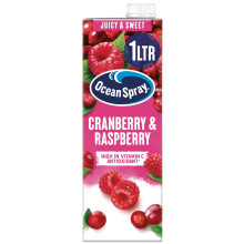 Ocean Spray Cranberry & Raspberry Juice Drink - 1L - Sugar & Natural Sweetener Fruit Juice - No Artificial Colours, Flavours or Sweeteners
