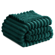 RUIKASI Fleece Throw Blanket for Sofa - Double Fluffy Emerald Green Throws for Sofas Large, Soft Warm Blanket Throw for Couch