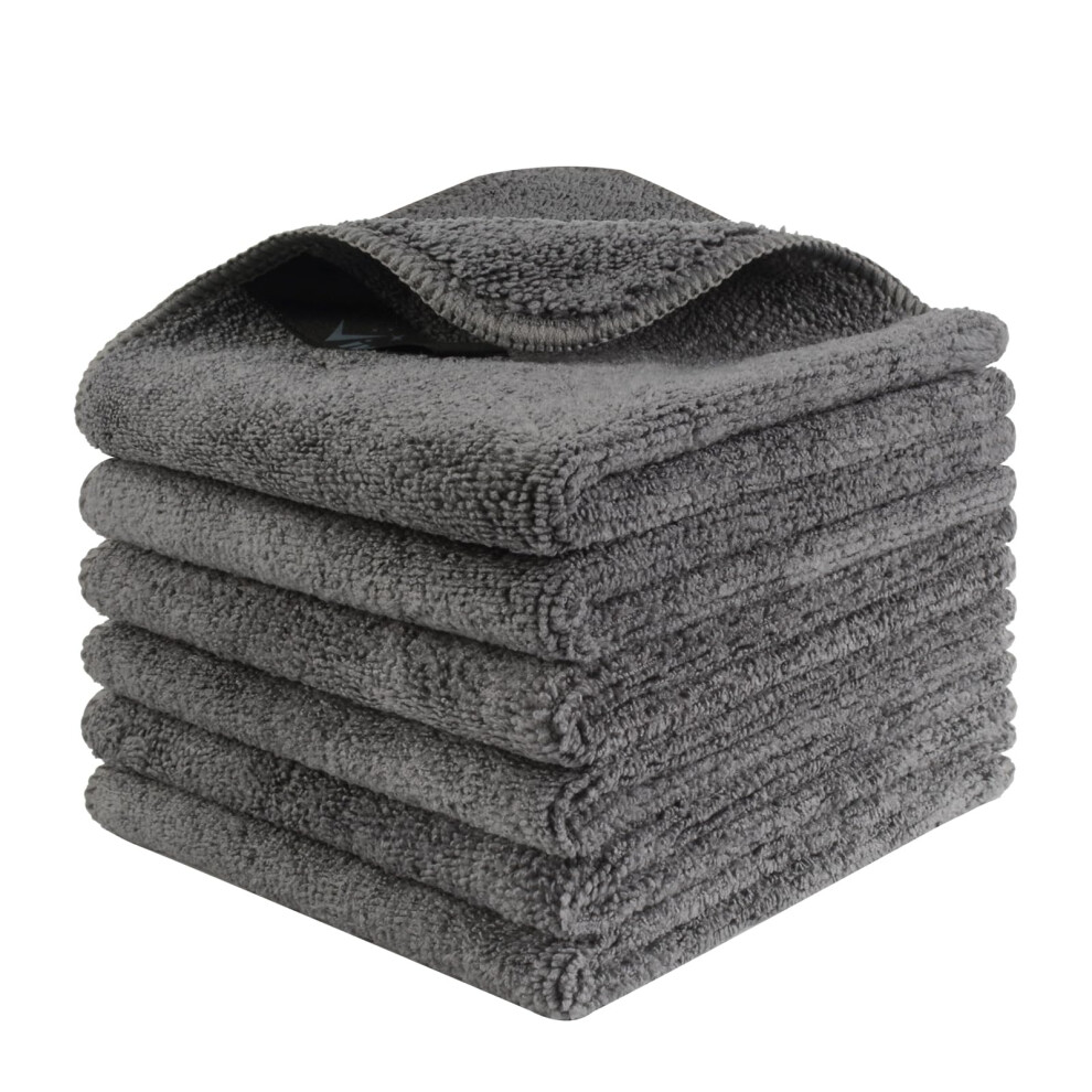 Vivote Grey 6 Pack Make Up Remover Cloth, Microfibre Face Cloth, Reusable Face Wipes For Facial Cleansing 2525Cm 400Gsm (Grey)