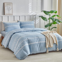 Tokokimo King Size Duvet Cover Sets 4 Piece Blue Bedding Set with Fitted Sheet - Soft Microfiber King Size Bedding