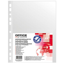 Office Products Document Wallets/Pockets A4 / Pack of 100 / Open Top Transparent Pockets Perforated Plastic Cover/Transparent 60 Micron/Reinforced