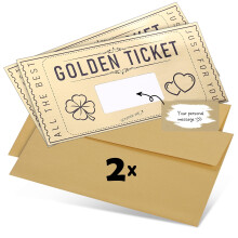 DasWas 2X Golden Ticket Scratch Card Reveal - Gift Voucher to Fill in Yourself with Scratch-Off Sticker - DIY Surprise and Gift Cards