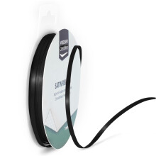 Vaessen Creative Satinband Schwarz, 3 mm x 10 Meter, Schleifenband, Dekoband, Geschenkband und Stoffband für Hochzeit, Taufe und Geburtstagsgeschenke