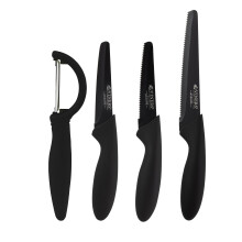 Viners Assure 4 Piece Peel and Prep Knife Set Stainless Steel Blades with Squared Tips for Safety,Rust-Resistant