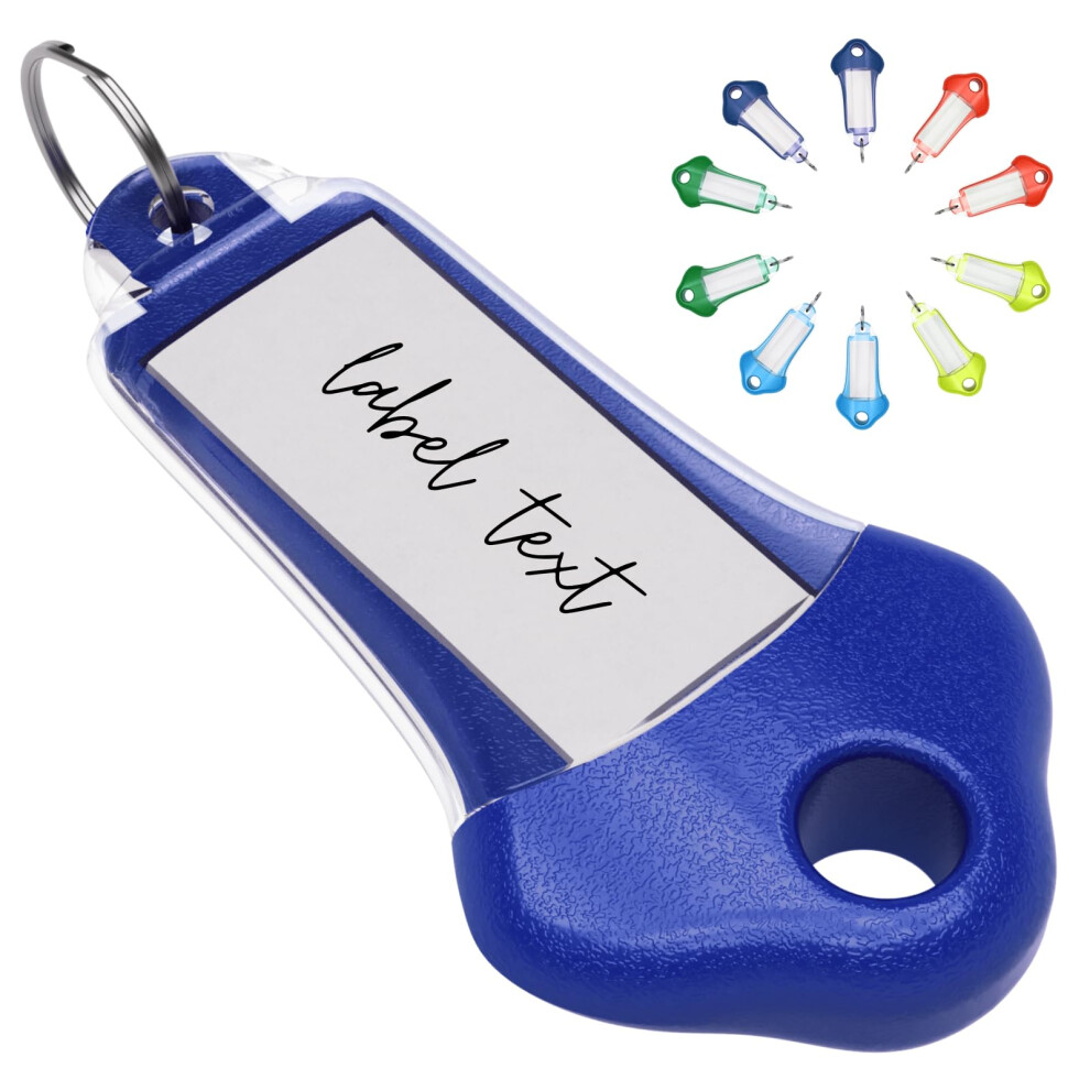 Quergo 10-Pack Heavy Duty Key Tags With Labels & Split Rings For Keys, Key Rings With Tags, Key Fobs With Labels - Assorted Colour Keyring 5051227147400