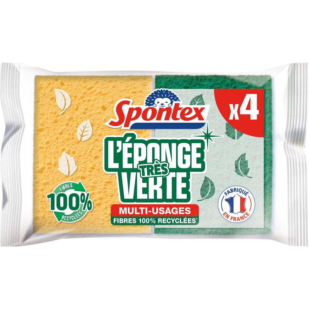 Spontex - The Sponge - 4 Scouring Pads - Economical Green 5051227094322