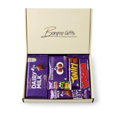 Bonpop Gifts Chocolate Gift Box Hamper - Filled with a Variety of Full Sized Dairy Milk Chocolate Bars - Gift for Men, Women, Chil