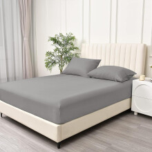 BQC Silver Grey Fitted Sheet Single Size 90 x 190 cm - Deep Pocket 12 Inch (30cm) - Soft Easy Care Brushed Microfiber Plain Bed Sheet