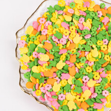 Twisweet Bunny & Petal Sprinkles 250g, Edible Yellow Green Pink Orange Sugar Sprinkles for Cake Decorating, Mix Baking Candy