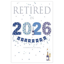 IC&G Congratulations On Your Retirement Card for Him - Retired in 2026 - Stars & Champagne Design