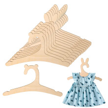 14Pcs Decorative Baby Clothes Wooden Hanger, 22.9cm Animal Shaped Toddler Hangers, Cute Bear Space Saving Kids Doll Hangers