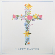 Set of 8 Christian Easter Cards – Religious Cards with Elegant Spring Floral Cross - Includes Envelopes –12 x 12 cm - 210GSM Cardstock