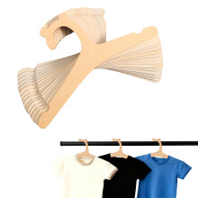 15pcs Wooden Baby Hangers, 22.8cm/9in Kids Children Toddler Newborn Clothes Hangers with Cute Bear Ear Design for Coats Pants & Jackets