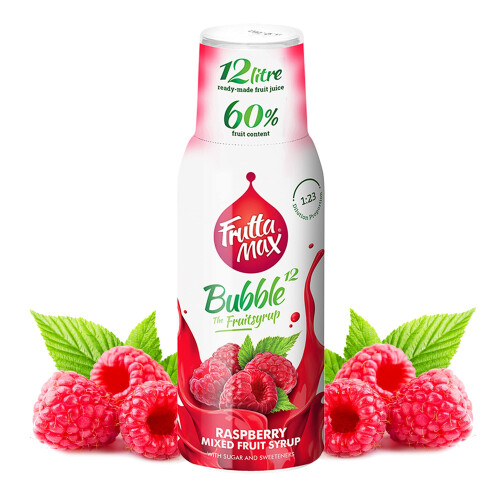 FruttaMax Raspberry Syrup | Less Sugar | 60% Real Fruit Concentrate | Suitable for soda Machine 500ml