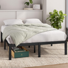 Zinus Elias Double Bed Frame with Storage Space Underneath - 4ft6 (135 x 190 cm) - 14.2'' Height - Metal Bed Base with Steel Slat Support