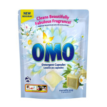 OMO Washing Capsules - Marseille Soap, Deep Cleaning, Strong Stain Removal, Fragrance Up to 14 Days, Quick Dissolving