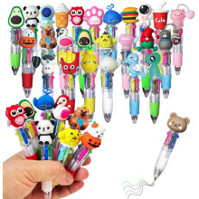 XYUXWLG Multicoloured Pens, 26 PCS Pens for Kids 4-Color Fun Cartoon Mini Retractable Ballpoint Pens Set