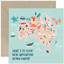 Good Luck in Australia Card for Grandson Granddaughter Niece Nephew Son Daughter, New Adventure Down Under