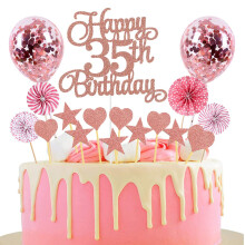 Cake Decoration 35th Birthday Rose Gold Boy Girl Happy Birthday 35th Glitter Cake Topper 35th Cake Decoration Birthday Happy 35th Birthday Cake