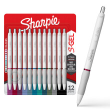 Sharpie S-Gel | Gel Pens for Writing | Medium Point (0.7mm) | Assorted Ink Colours | White Pearl Barrels | 12 Count