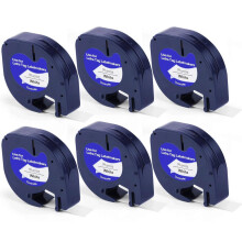 BLISSIQUEE 6-Pack Compatible with Dymo Label Tape, Iabel Maker Tape White, 12mm x 4m