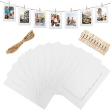 AIBAOBAO 10Pcs White Picture Frames Home Decor, 4"x6" Paper Photo Cardboard Frames Flim DIY Wall Picture Hanging Frame Album+Rope+Wooden Clips Set