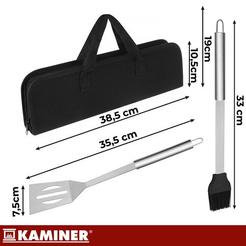 Grillbesteck-Set aus Edelstahl mit Etui - 3-teilig 2