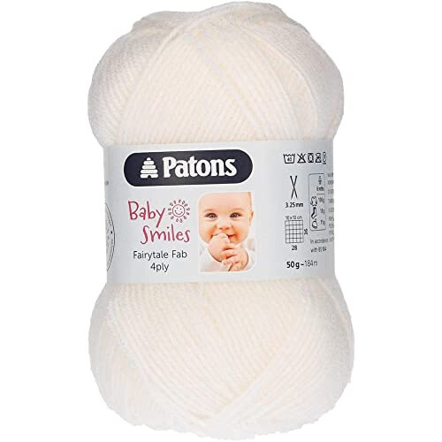 DMC Patons Knitting Yarn, Acrylic, White, One Size