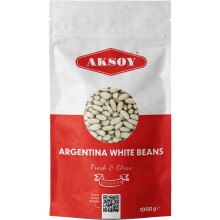 Aksoy Argentina White Beans 1KG | Perfect for Stews, Soups, Salads & Casseroles | Non-GMO, High in Protein & Fiber