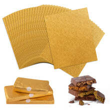 100 PCS Chocolate Bar Wrappers, Gold Aluminum Foil, 2520 cm/9.847.87 inch – with 120 Sealing Stickers, Dubai Chocolate Paper Wrappers