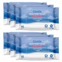 by Amazon Gentle Moist Toilet Tissues, Unscented, Fine to Flush, 240 Count (6 Packs of 40)