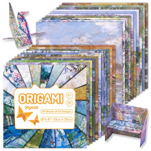 JoyCat Monet Inspired Origami Paper - 50 Sheets 6x6 Inch - Impressionist Art Double Sided Folding Paper for Adults & Artists