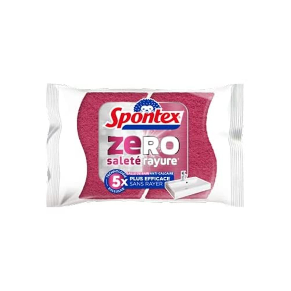 Spontex - Zero Bathroom Sponge - 2 Sponges 5X More Effective Without Scratching - Anti-Limescale 5051227130303
