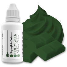 Sugarflair Holly Green Oil Based Food Colouring, Highly Concentrated Edible Oil Based Blue Food Colour for Consistent Colouring of High Fat Foods