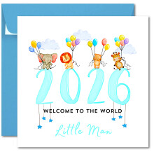 Printperfect - 2026 New Baby Card Baby Boy - Welcome To The World - New Arrival Card - Congratulations On Your New Baby - Nephew/Godson