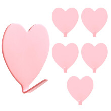 COMNICO 6 Pack Heart Shaped Adhesive Hooks Decorative Hanging Wall Hook Stainless Steel Sticky Hangers Cute Heavy Duty Hooks Without Nails for Keys