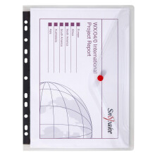 Snopake [100% Recycled] A4 Polyfile RingBinder Popper Wallet with Press Stud Closure – Clear [Pack of 5] Ref: 12566
