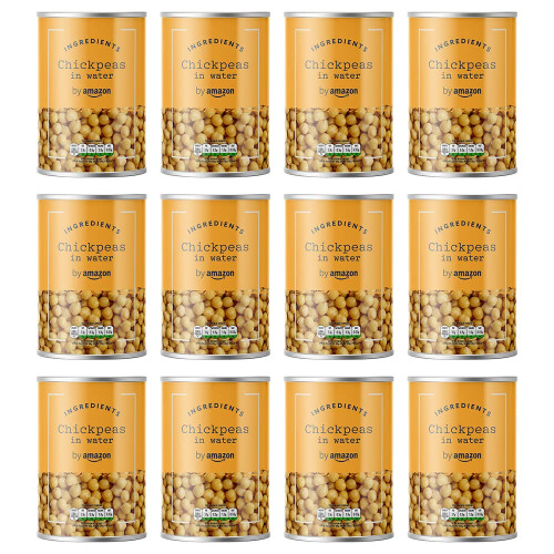 by Amazon Chickpeas in Water, 400g, Pack of 12