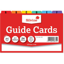 Silvine 8x5 Guide Cards in Plain White, Tabbed A-Z. Ref 885 (203 x 127mm)