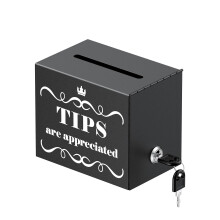 Uniclife Metal Tip Jar for Bartenders 15 x 10 x 12.5 cm, Tip Box with Lock, Money Storage Container for Bars Donation Box, Restaurants Cafes