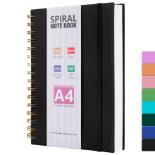 A4 Notebook, 200 Pages Notebook Journal for Women Men, Wirebound Spiral Notebooks with 100GSM Lined Paper, PVC Waterproof Cover Note Book Notepad for